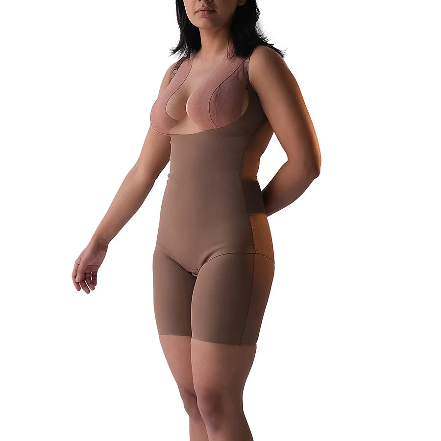 Full bodysuit on a model showcasing comfort and style.
