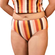 Hipster striped crop top and underwear set for women.