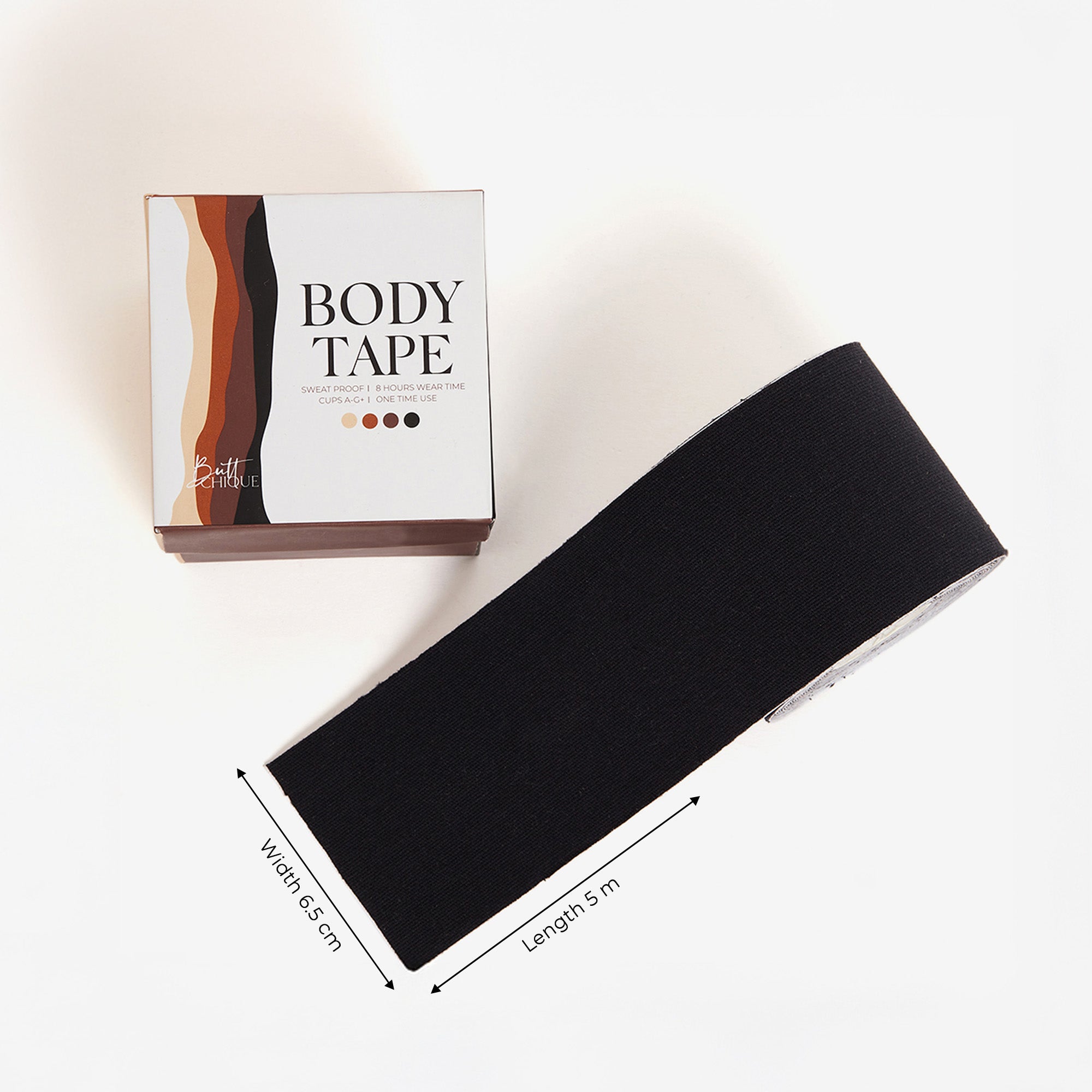 Black 100% cotton body tape roll for breast support - Butt-Chique