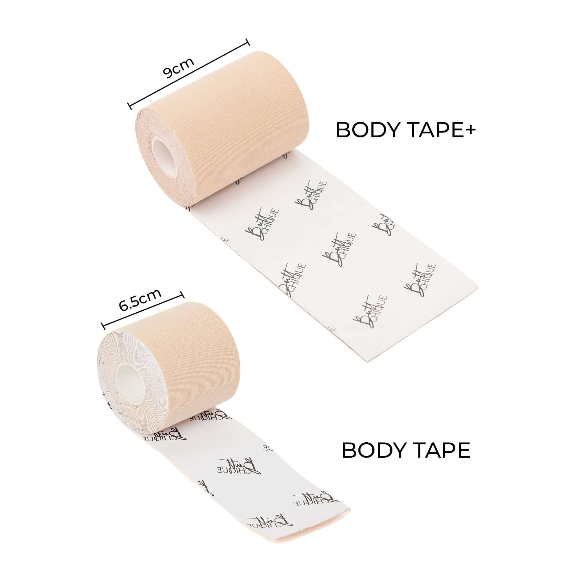 Body Tape+: Skin-friendly adhesive tape for clothing support and shaping.