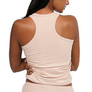 Woman wearing Long Scoop Tank from the Set of 6 collection.