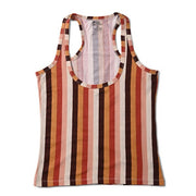 Long scoop tank top with colorful stripes, set of 6.