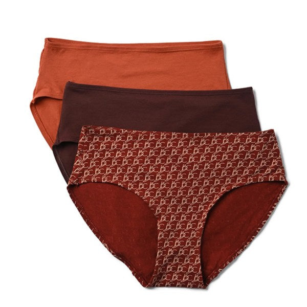 Set of 3 stylish hipster underwear in earthy tones.