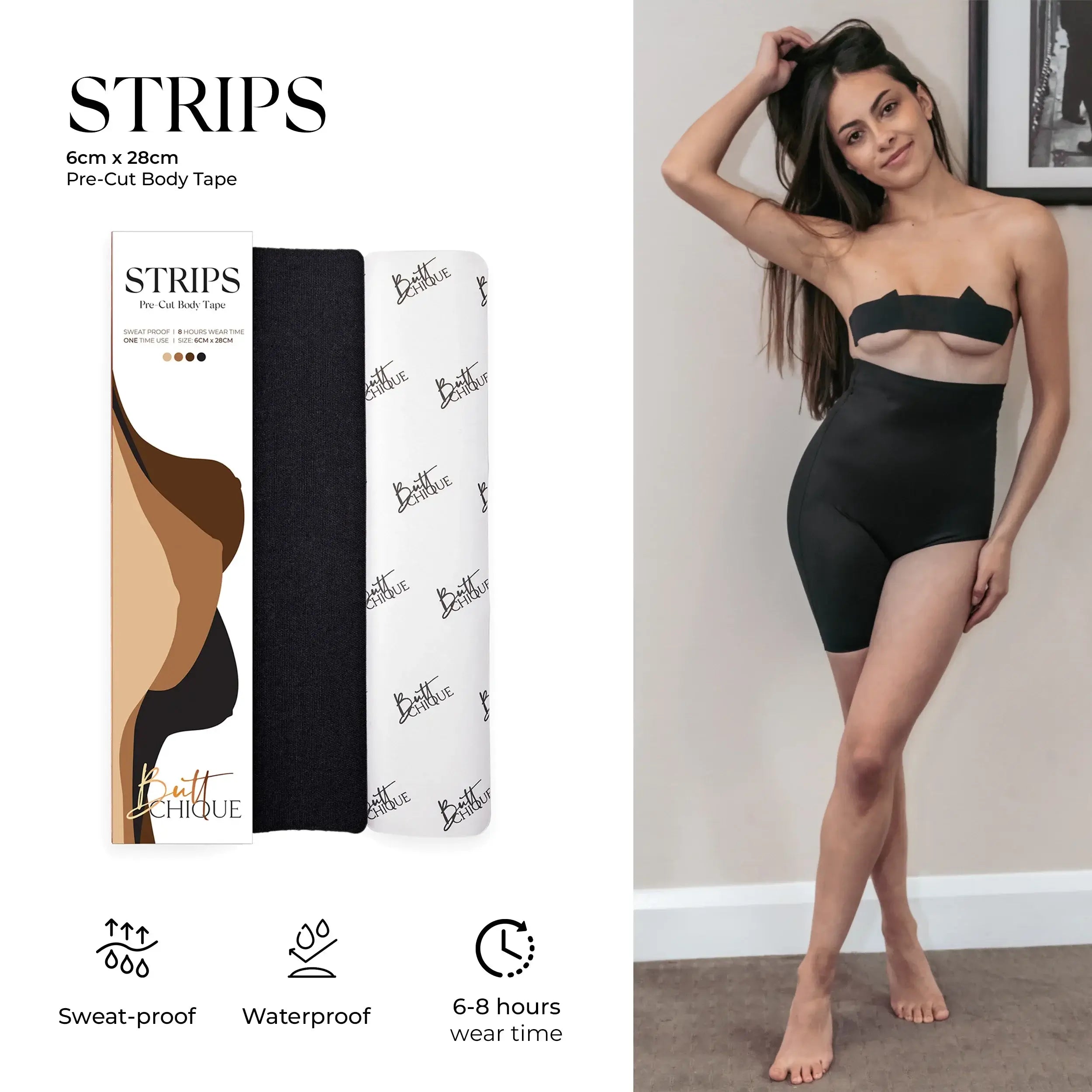 Pre-Cut Black Body Tape Strips