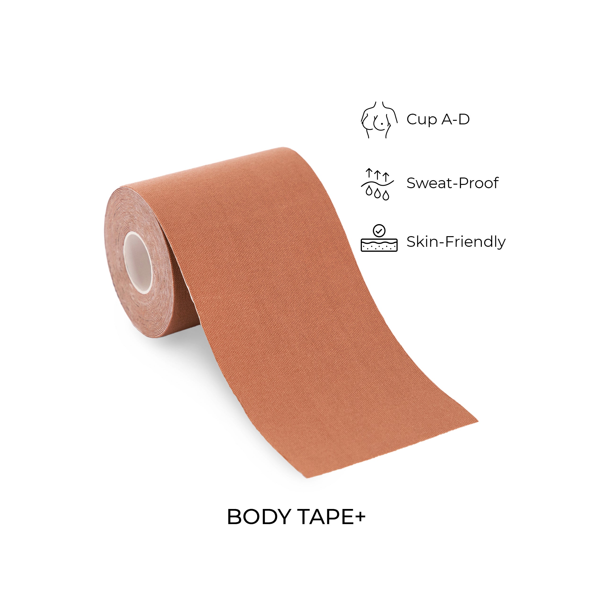 Body Tape+ roll - sweat-proof, skin-friendly support for cup sizes A-D.