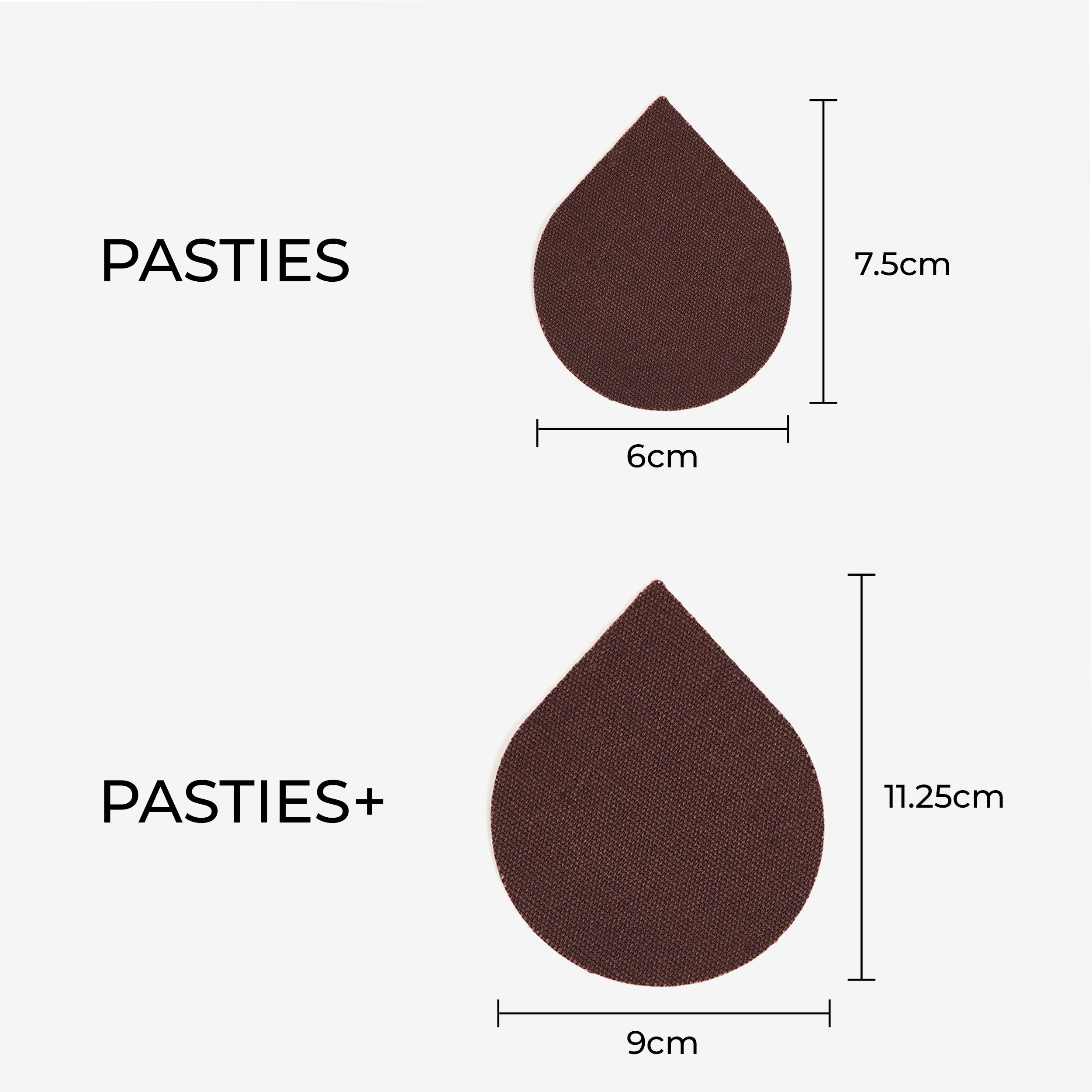 "Pasties Plus+ size comparison for discreet coverage and support"