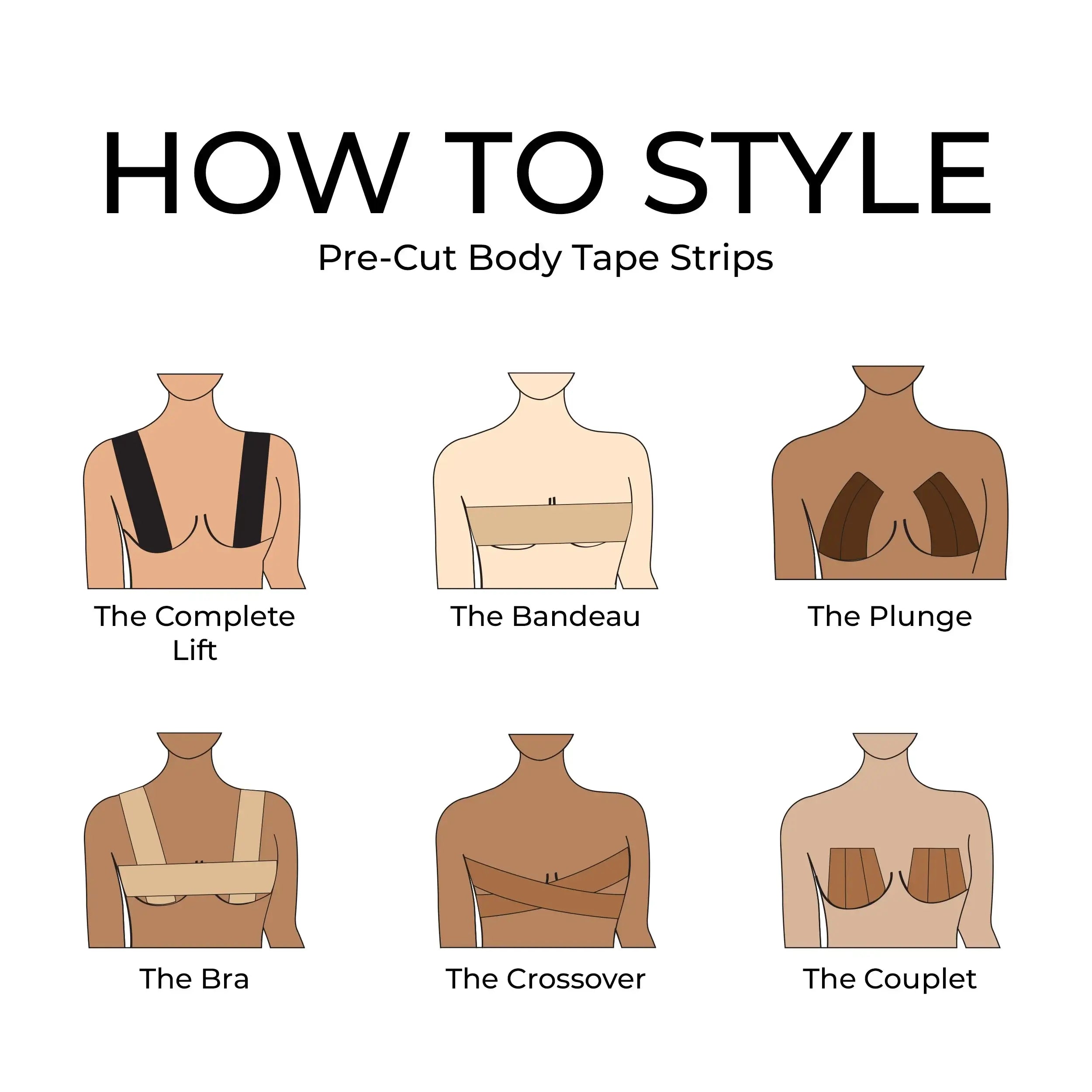 How to style pre-cut Body Tape Strips with various looks.