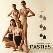 Diverse models showcasing pasties in four color options.