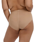 Cheeky underwear design in nude, showcasing a high-waisted fit.